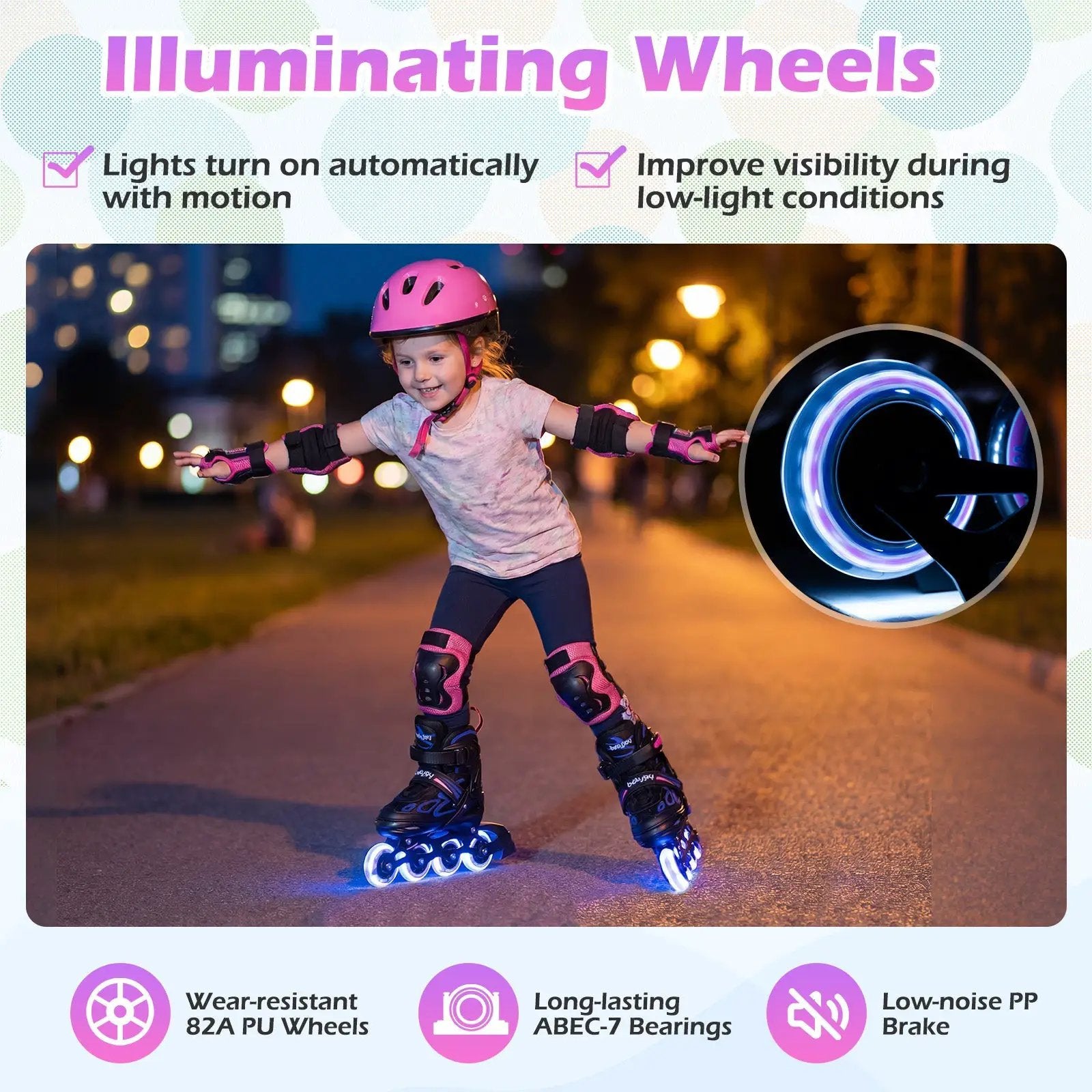Adjustable Kids' Incline Skates for Boys Girls Ages 5-14 by DirectDeals