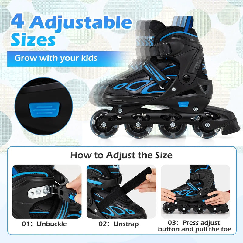Adjustable Kids' Incline Skates 4 Sizes Adjustable Blade Roller by DirectDeals
