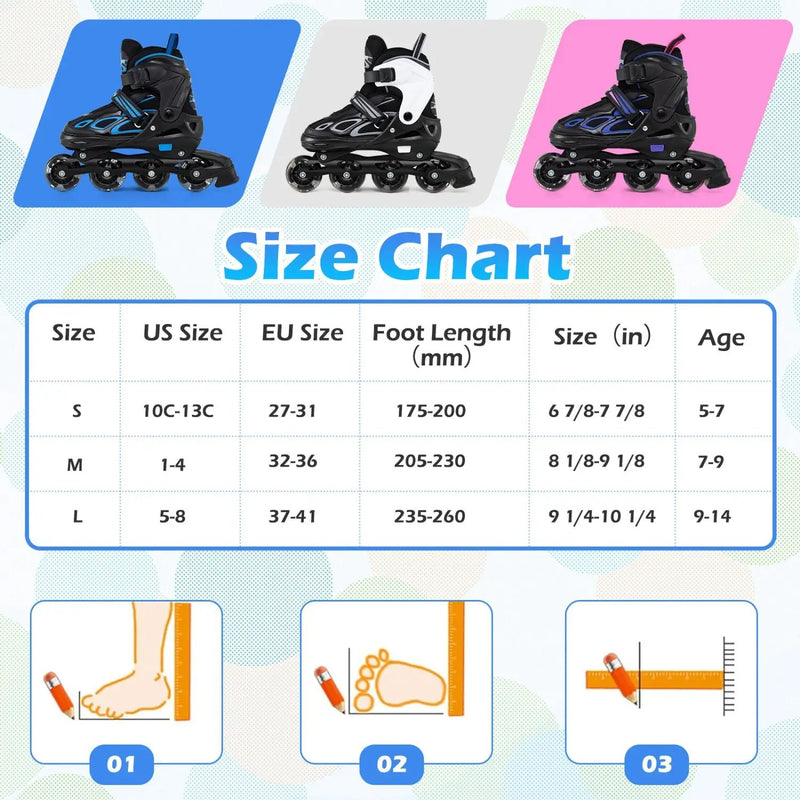 Adjustable Kids' Incline Skates 4 Sizes Adjustable Blade Roller by DirectDeals