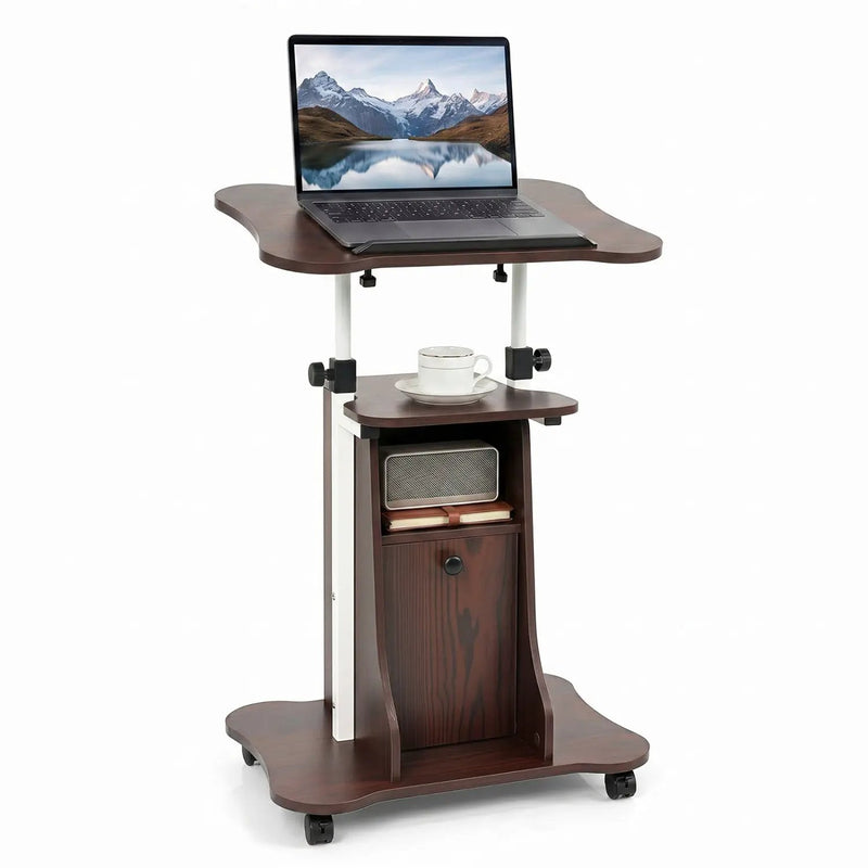 Adjustable Mobile Standing Desk Cart with Tilt Desktop by DirectDeals