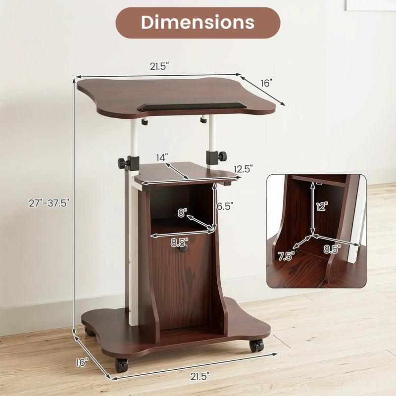 Adjustable Mobile Standing Desk Cart with Tilt Desktop by DirectDeals