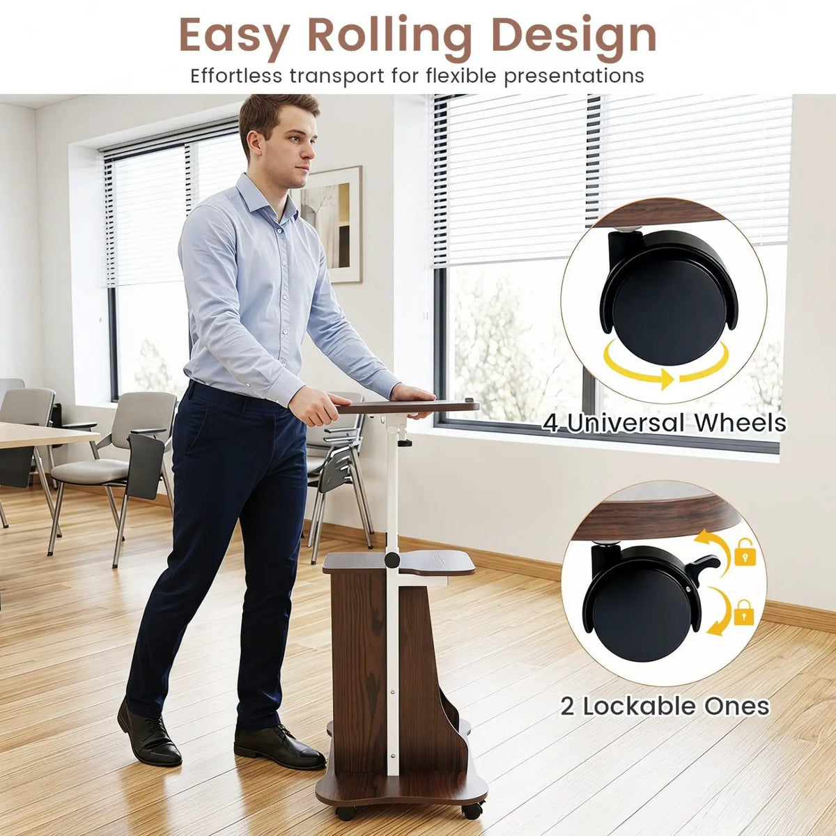 Adjustable Mobile Standing Desk Cart with Tilt Desktop, photo 10 of 10