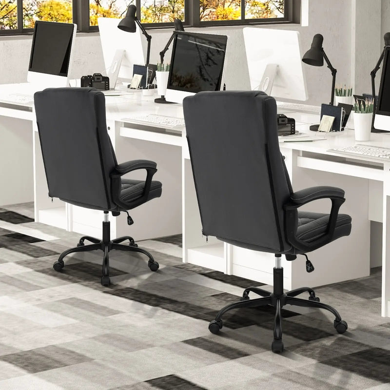 High Back Ergonomic Executive Chair with Thick Headrest Cushion-Black by DirectDeals