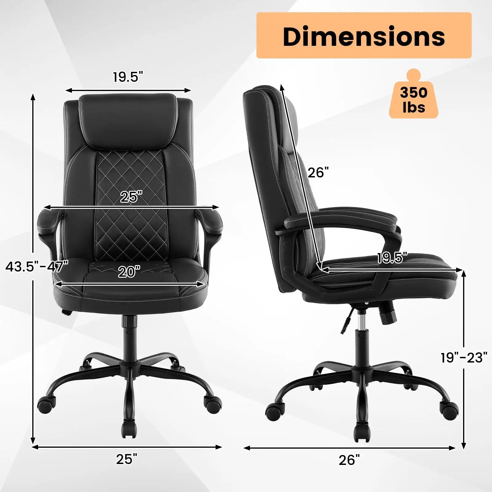 High Back Ergonomic Executive Chair with Thick Headrest Cushion-Black by DirectDeals