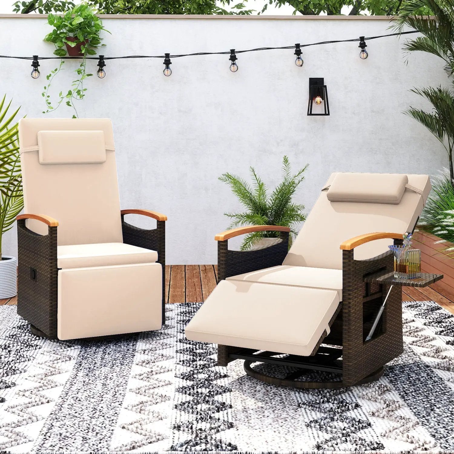 Adjustable Outdoor Recliner Chair with 150° Backrest and Footrest by DirectDeals