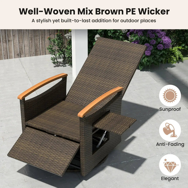 Adjustable Outdoor Recliner Chair with 150° Backrest and Footrest by DirectDeals