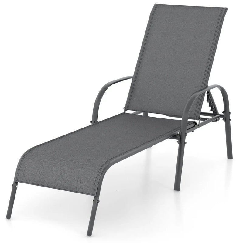 Adjustable Patio Chaise Folding Lounge Chair with Backrest by DirectDeals
