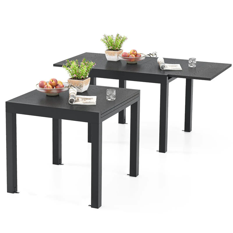 31.5 inches-63 inches Adjustable Patio Expandable Dining Table for 4-6 Person-Gray by DirectDeals