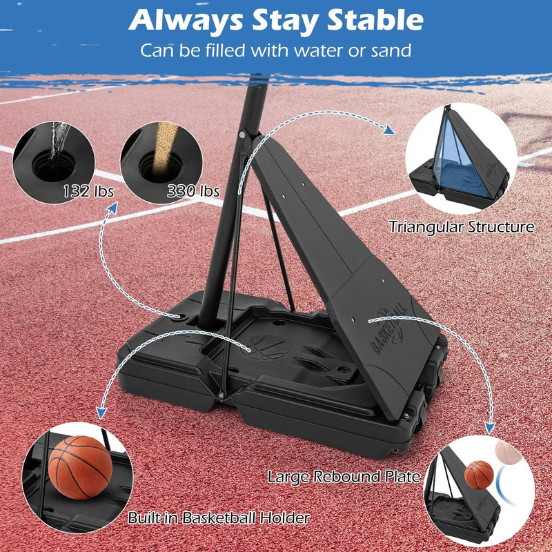 4.9-10 Feet Height Adjustable Portable Basketball Hoop Basketball Goal System by DirectDeals