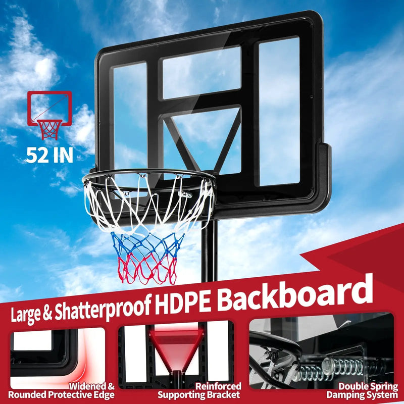 Adjustable Portable Basketball Hoop Stand with Shatterproof Backboard Wheels by DirectDeals