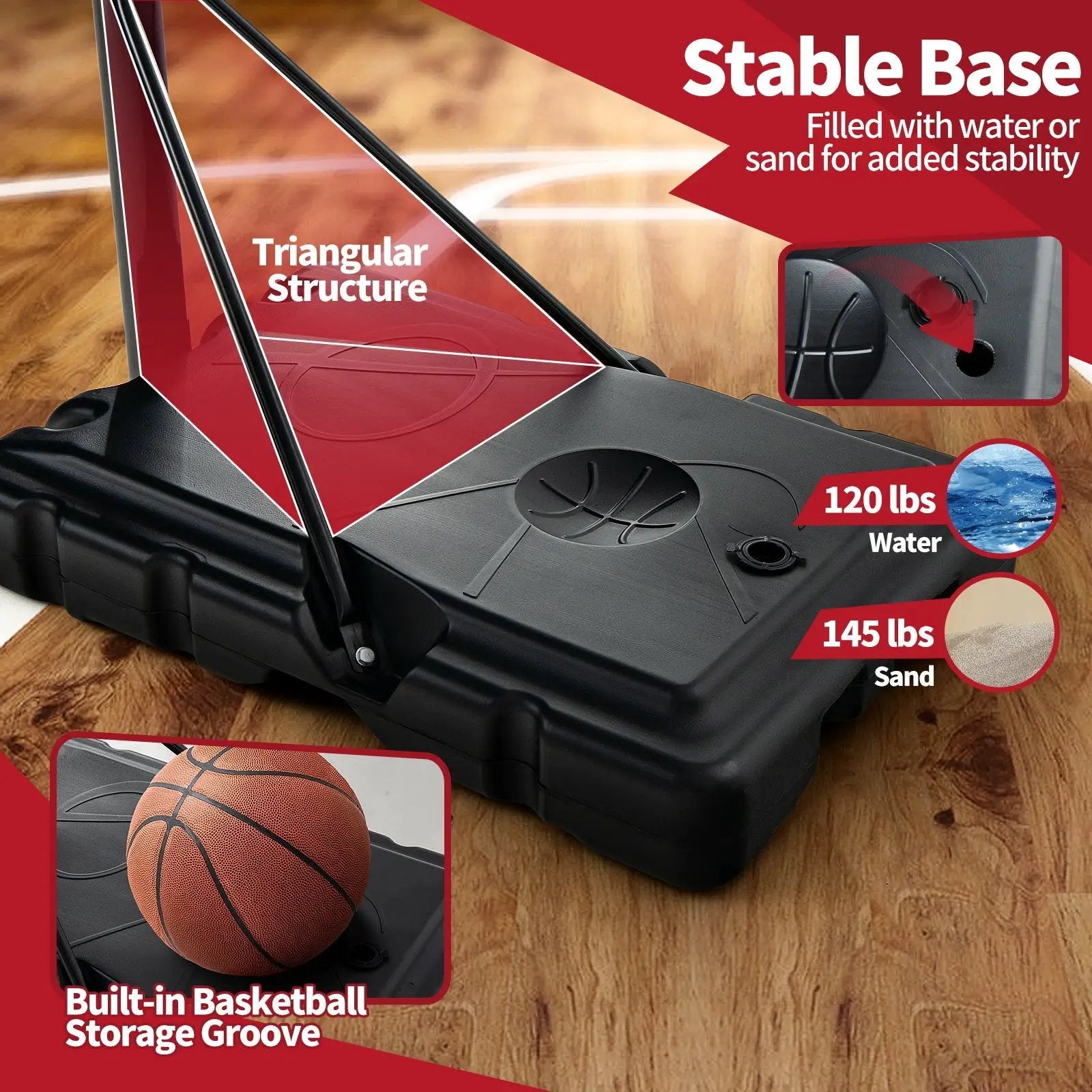 Adjustable Portable Basketball Hoop Stand with Shatterproof Backboard Wheels by DirectDeals