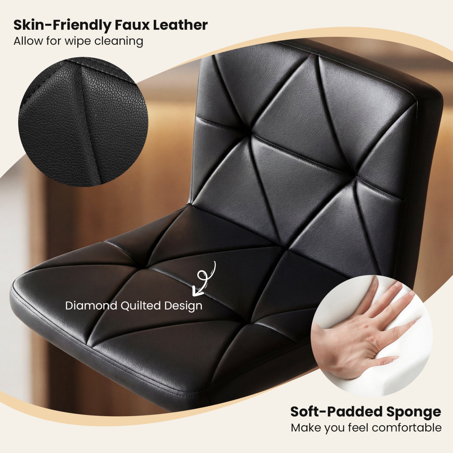 Adjustable Swivel Barstools Set of 2 with Back and Footrest by DirectDeals