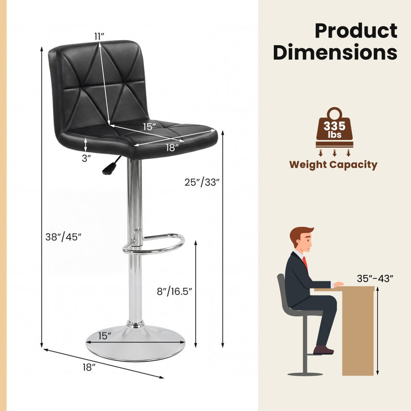 Adjustable Swivel Barstools Set of 2 with Back and Footrest by DirectDeals