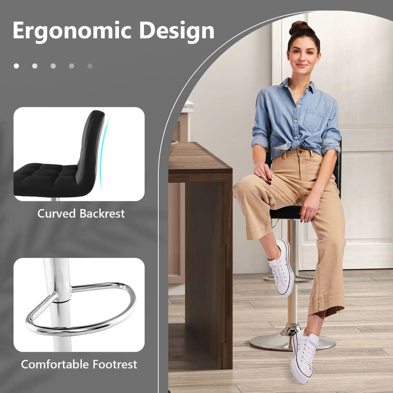 Adjustable Swivel Bar Stool with PU Leather-Brown by DirectDeals