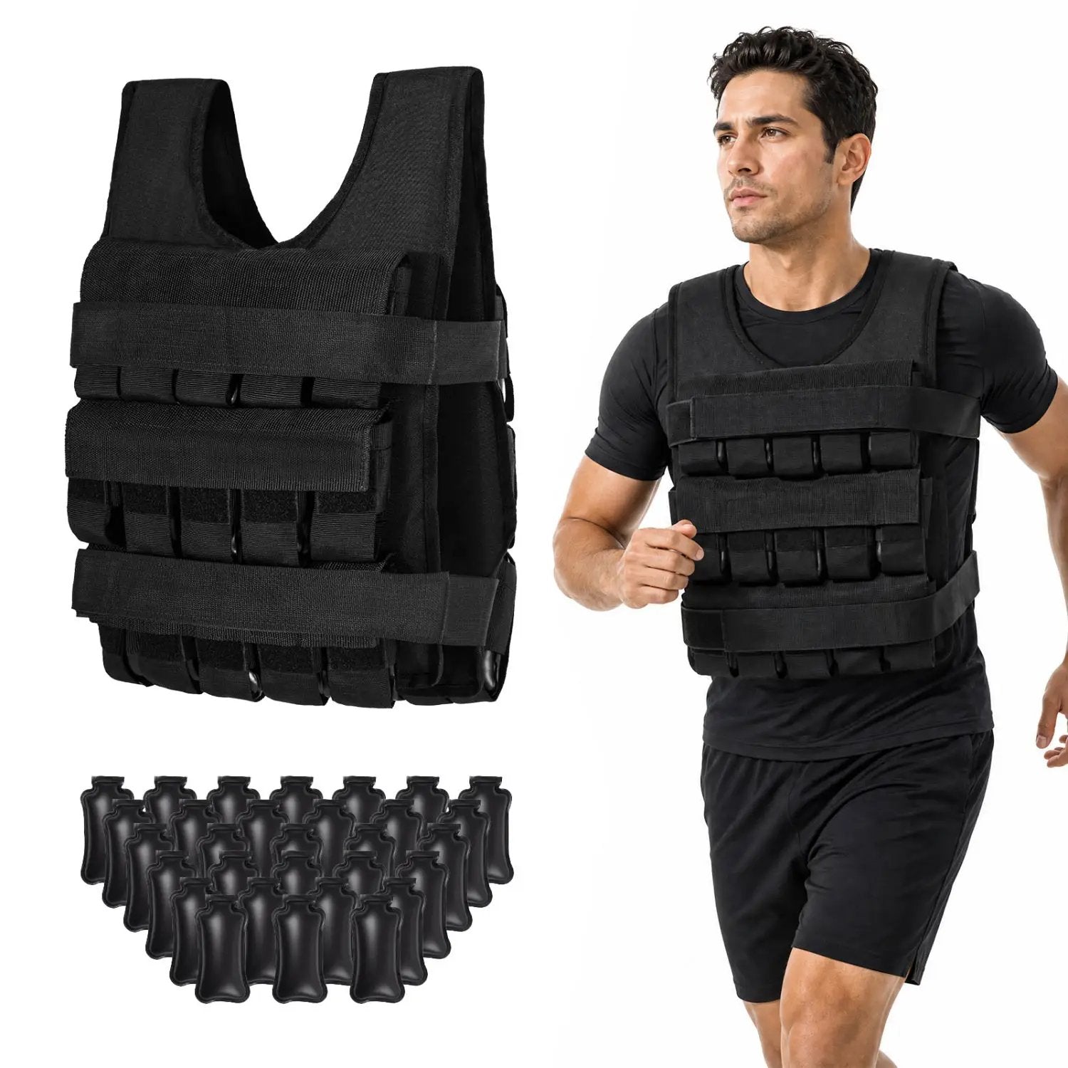 Adjustable Weighted Vest with Removable Iron Weights 44 lbs by DirectDeals