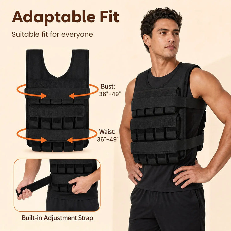 Adjustable Weighted Vest with Removable Iron Weights 44 lbs by DirectDeals
