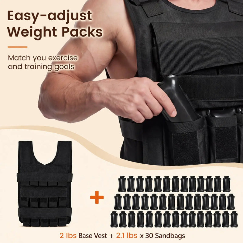 Adjustable Weighted Vest with Removable Iron Weights 44 lbs by DirectDeals