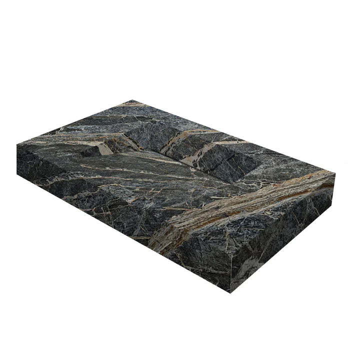 Adriatic Black Marble Modern Rectangular Sink Wall-mount Bathroom Sink (W)16" (L)30" (H)6" by GobekDesign