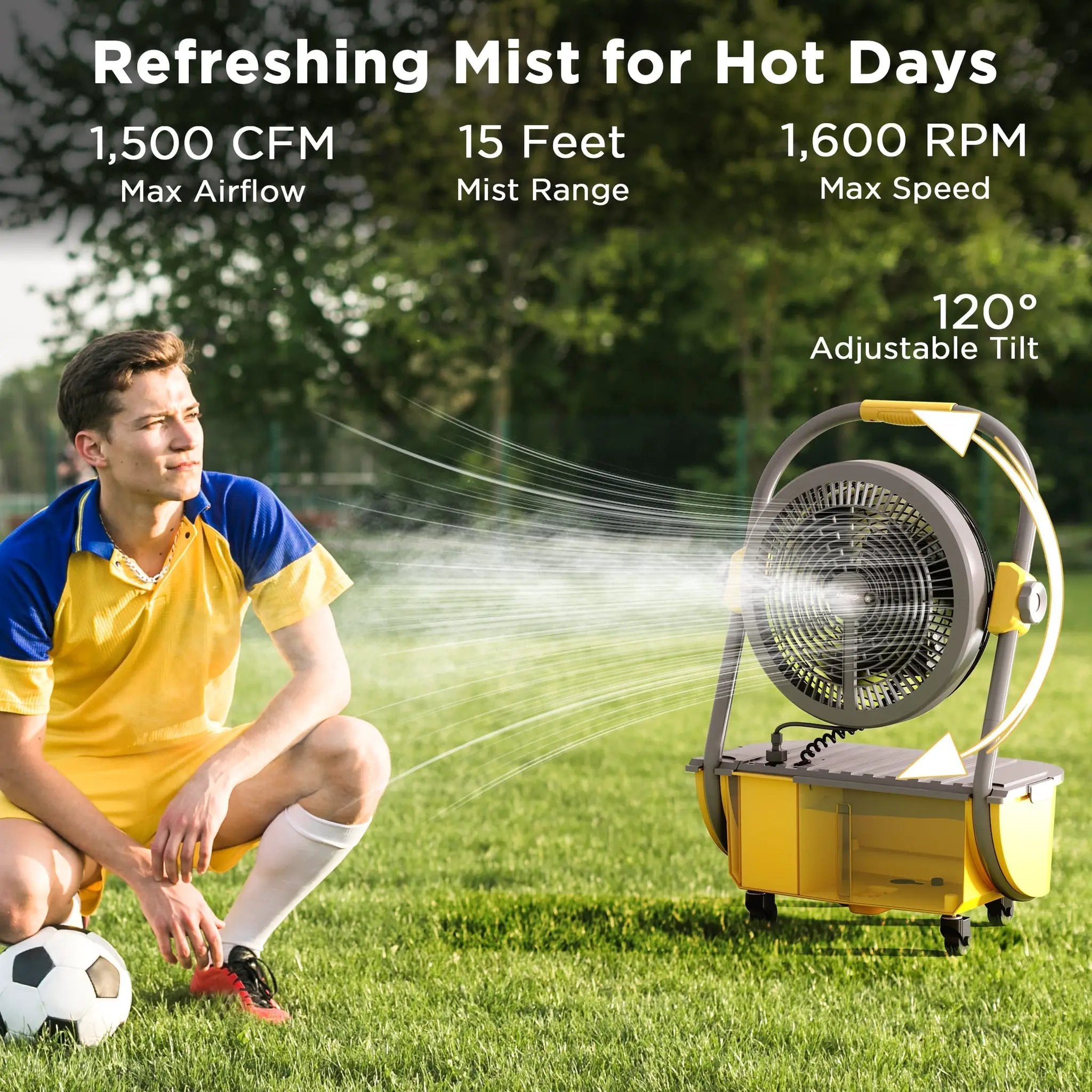 (Open Box) AirSupply MS12 Portable Mist Fan, 19,200mAh Battery & 2.9-Gallon Tank by TURBRO