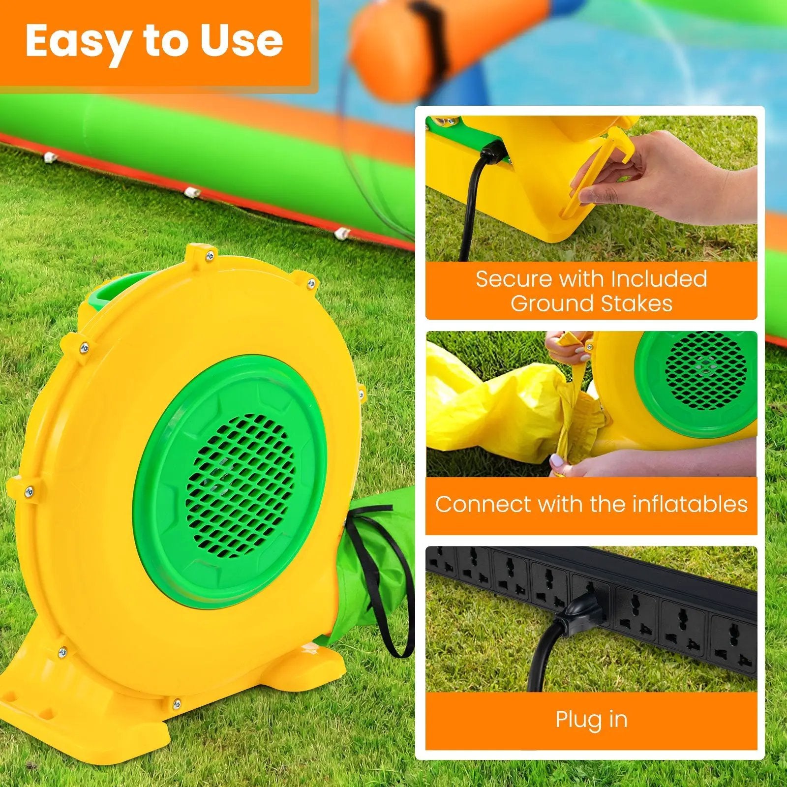 480W Air Blower Air Pump Fan with Convenient Handle and Ground Stakes by DirectDeals