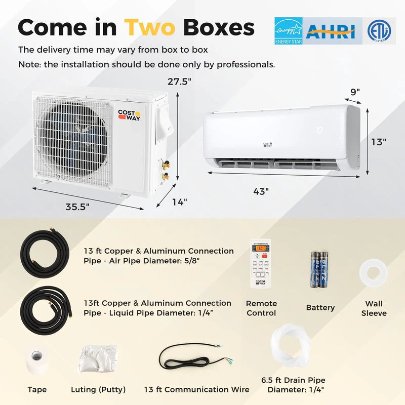 Airtural Series 24000 BTU 21 SEER2 Ductless Mini Split Air Conditioner Heater Energy Star Certified WiFi Enabled by DirectDeals