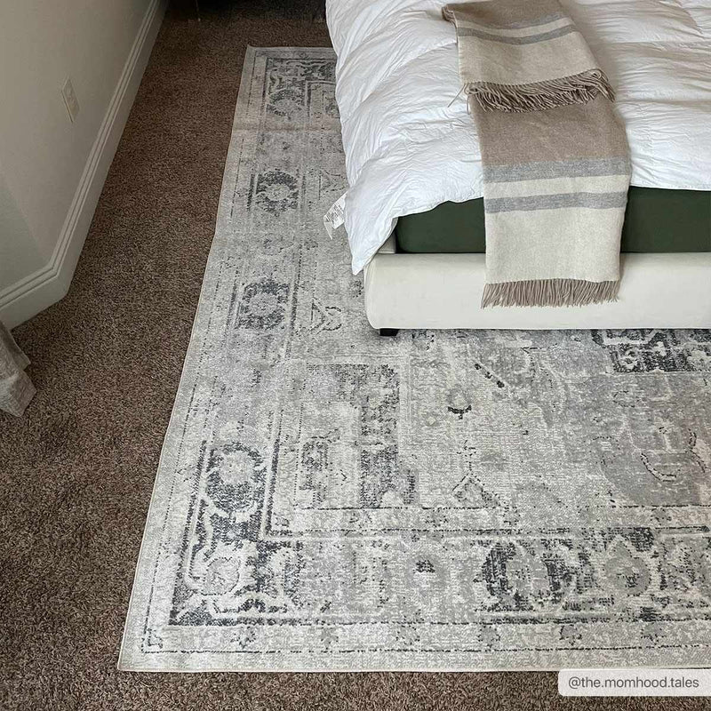 Akram Cream & Antrasit Washable Area Rug by Hauteloom