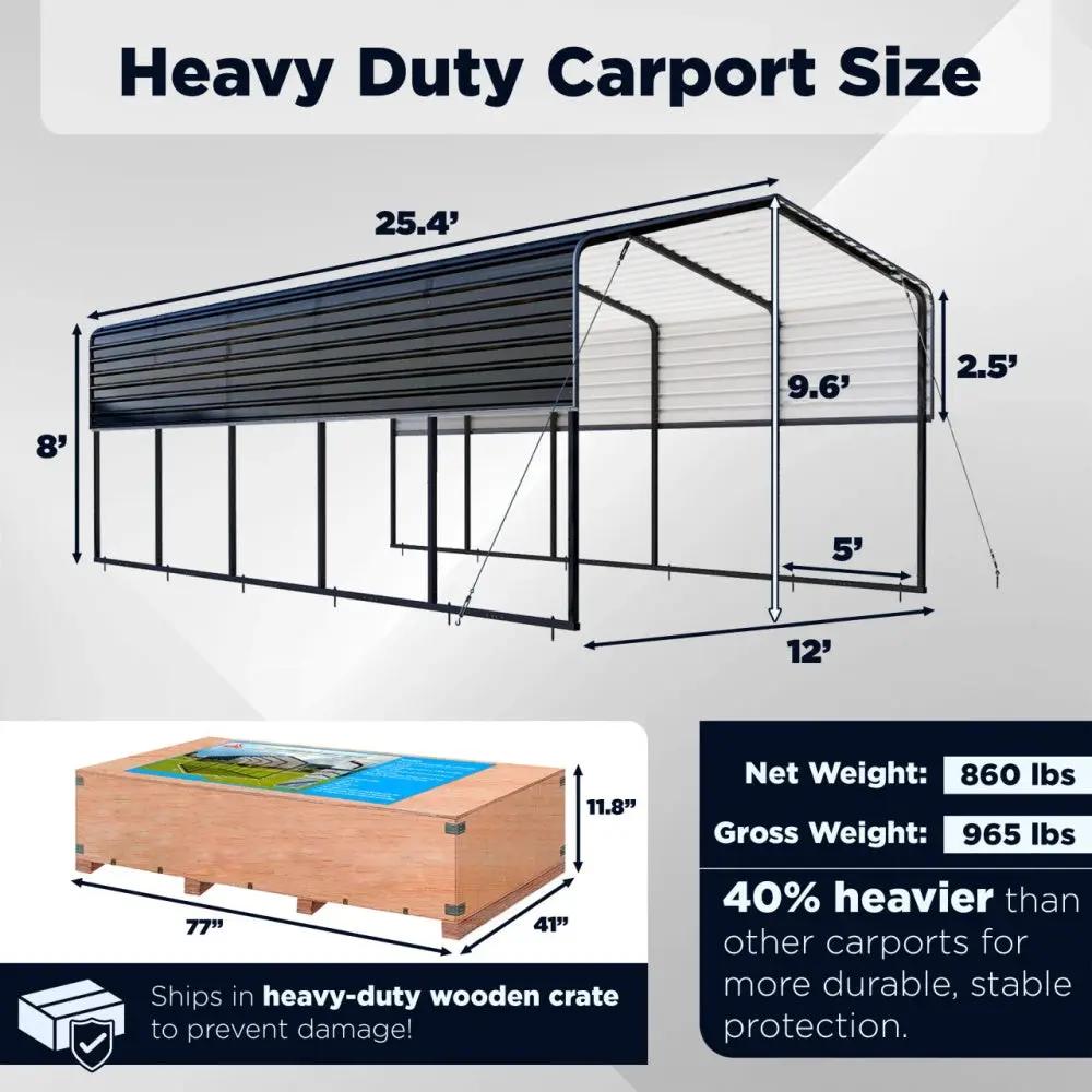 12'x25' Metal Carport with Corrugated Roof by Chery Industrial