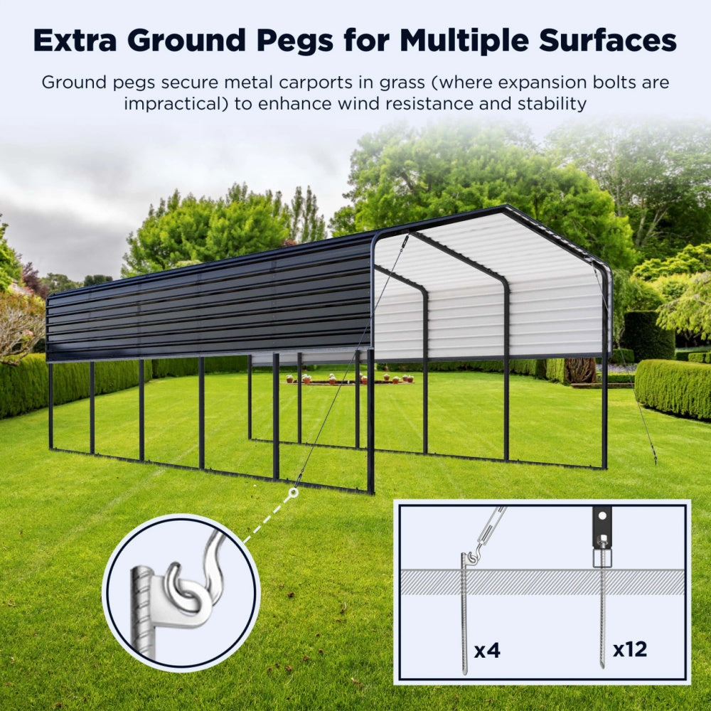 12'x25' Metal Carport with Corrugated Roof by Chery Industrial