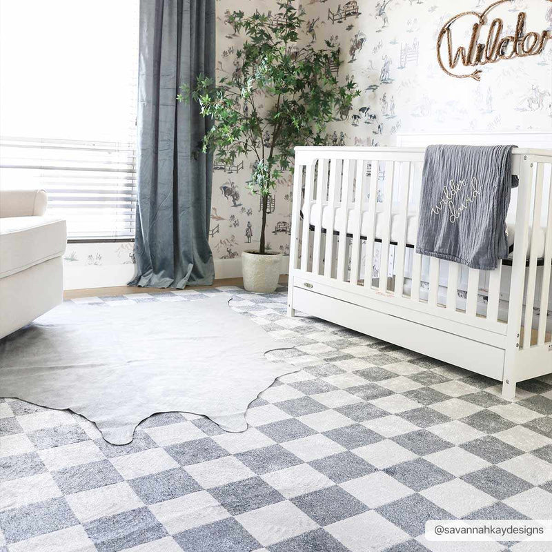 Alie Gray Checkered Washable Area Rug by Hauteloom