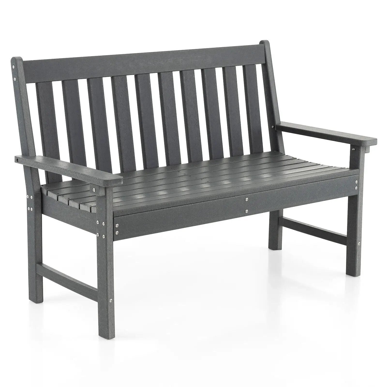52 Inch All-Weather HDPE Outdoor Bench with Backrest and Armrests by DirectDeals