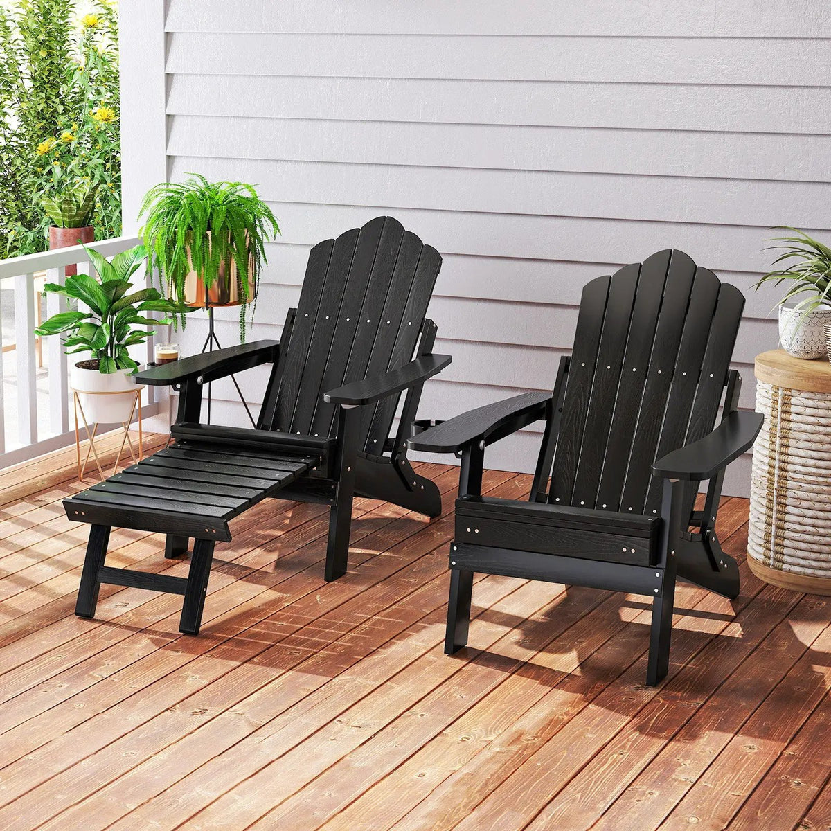 All-Weather HIPS Patio Adirondack Lounge Chair with Retractable Footrest, photo 3 of 32