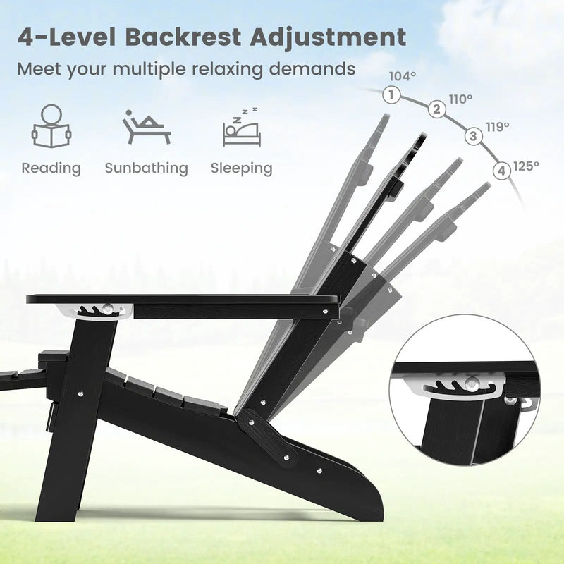 All-Weather HIPS Patio Adirondack Lounge Chair with Retractable Footrest by DirectDeals