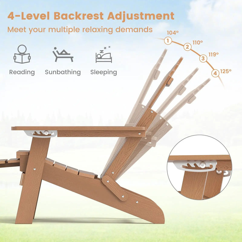 All-Weather HIPS Patio Adirondack Lounge Chair with Retractable Footrest by DirectDeals