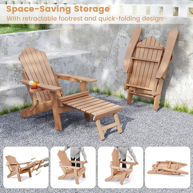 All-Weather HIPS Patio Adirondack Lounge Chair with Retractable Footrest by DirectDeals
