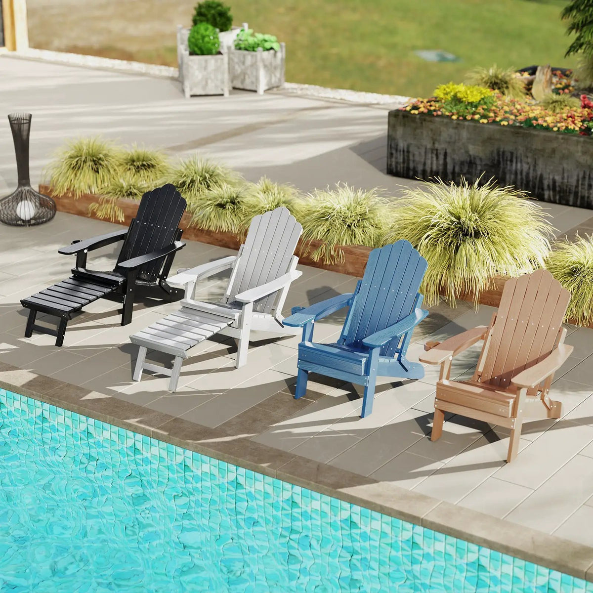All-Weather HIPS Patio Adirondack Lounge Chair with Retractable Footrest, photo 7 of 32