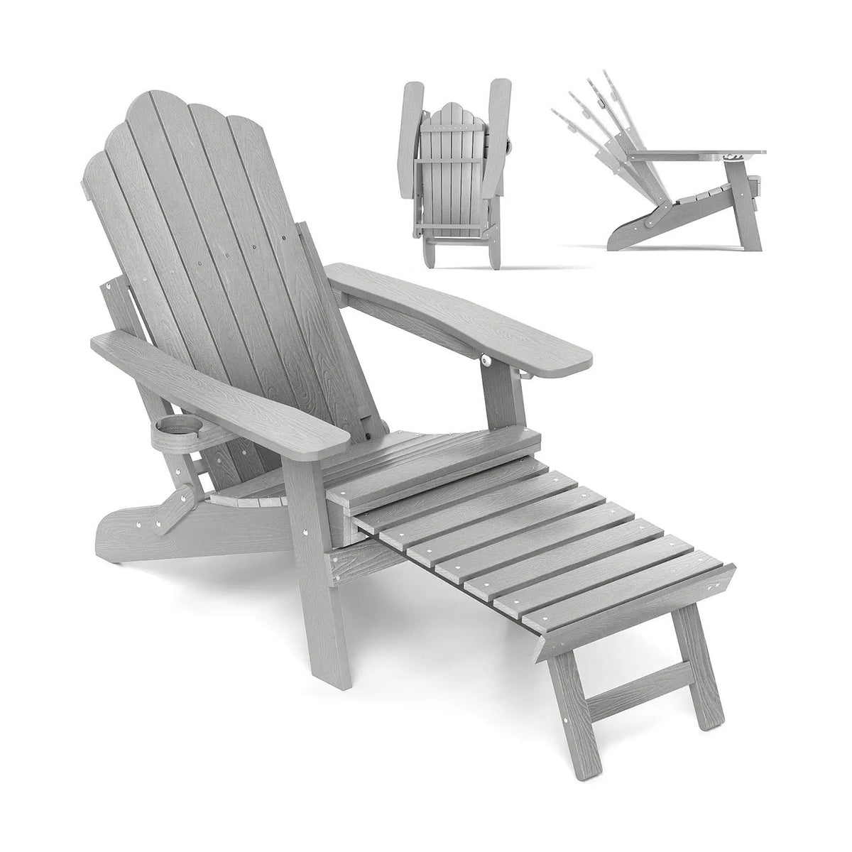All-Weather HIPS Patio Adirondack Lounge Chair with Retractable Footrest, photo 12 of 32