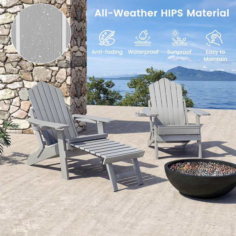 All-Weather HIPS Patio Adirondack Lounge Chair with Retractable Footrest by DirectDeals