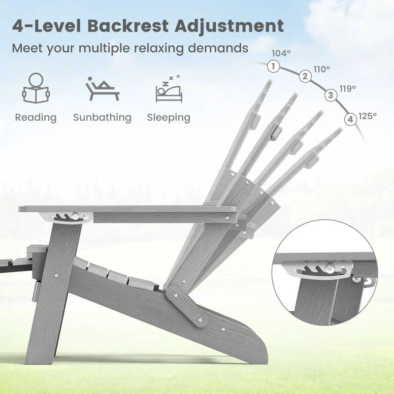 All-Weather HIPS Patio Adirondack Lounge Chair with Retractable Footrest by DirectDeals