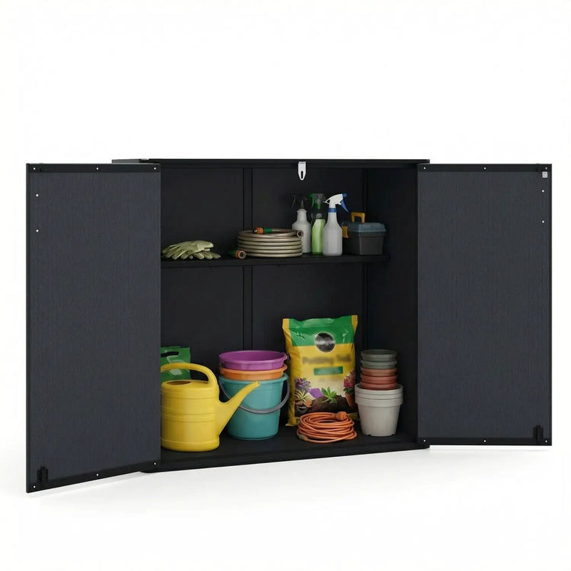 All-Weather Storage Box with Floor and Removable Shelf for Patio and Lawn by DirectDeals