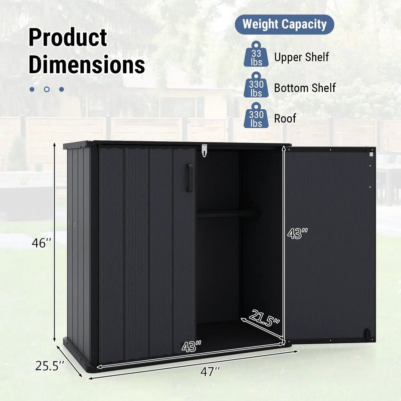 All-Weather Storage Box with Floor and Removable Shelf for Patio and Lawn by DirectDeals