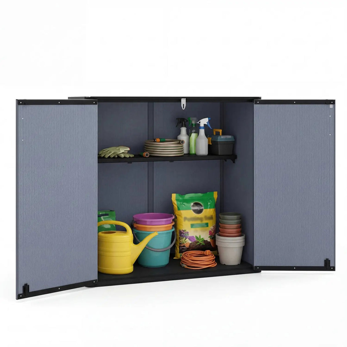 All-Weather Storage Box with Floor and Removable Shelf for Patio and Lawn, photo 4 of 16
