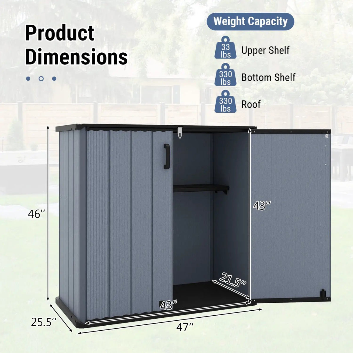 All-Weather Storage Box with Floor and Removable Shelf for Patio and Lawn, photo 5 of 16