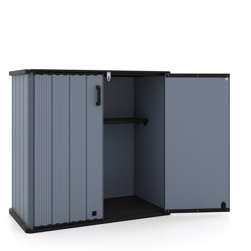 All-Weather Storage Box with Floor and Removable Shelf for Patio and Lawn by DirectDeals