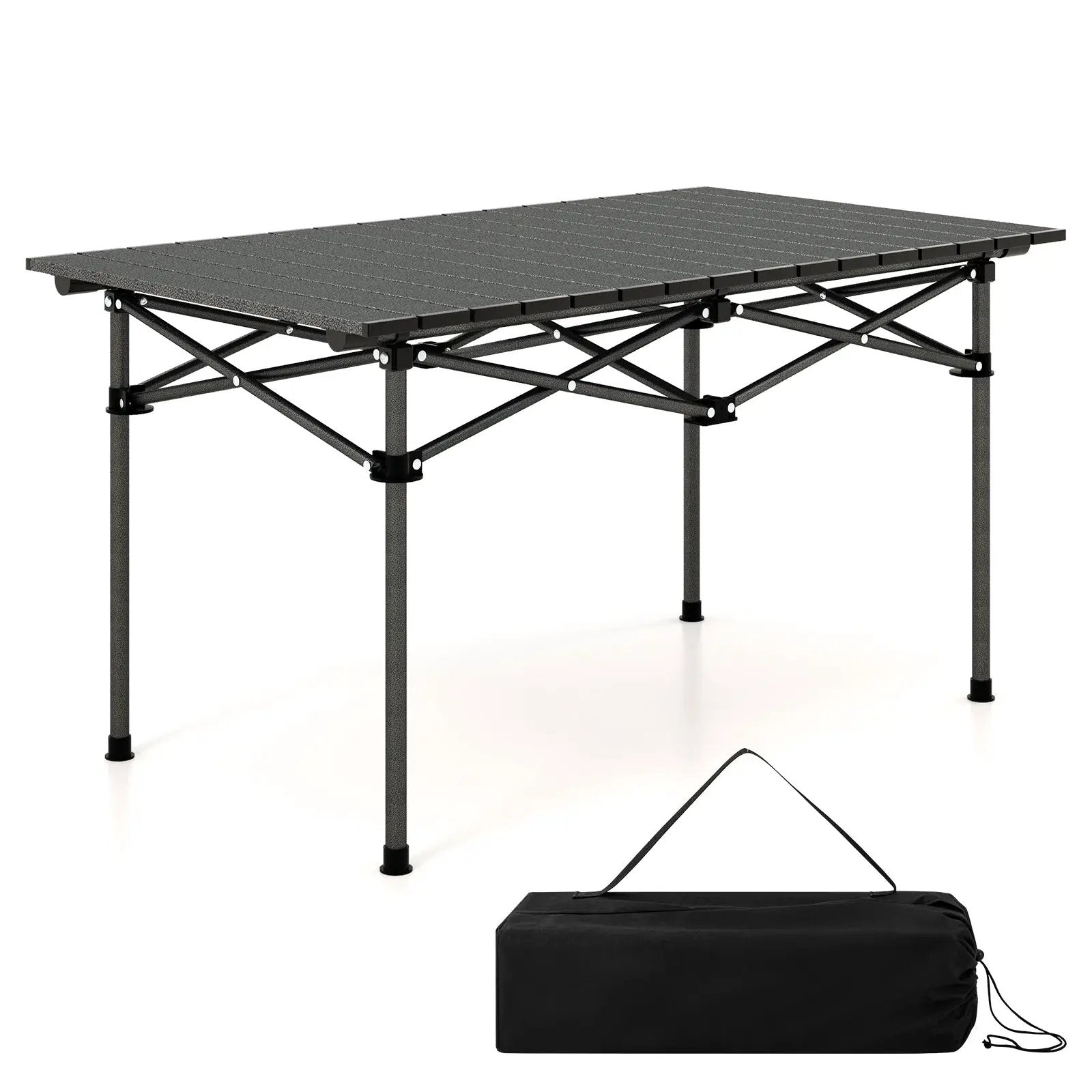 Aluminum Camping Table for 4-6 People with Carry Bag-Black by DirectDeals