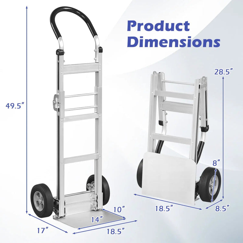 Aluminum Dolly Cart with 2 Rubber Wheels and Ergonomic Handle by DirectDeals