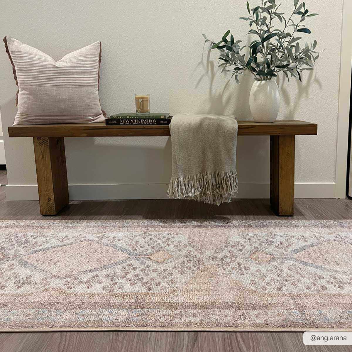 Analu Peach Washable Area Rug by Hauteloom