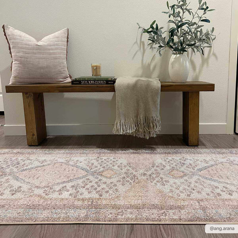 Analu Peach Washable Area Rug by Hauteloom
