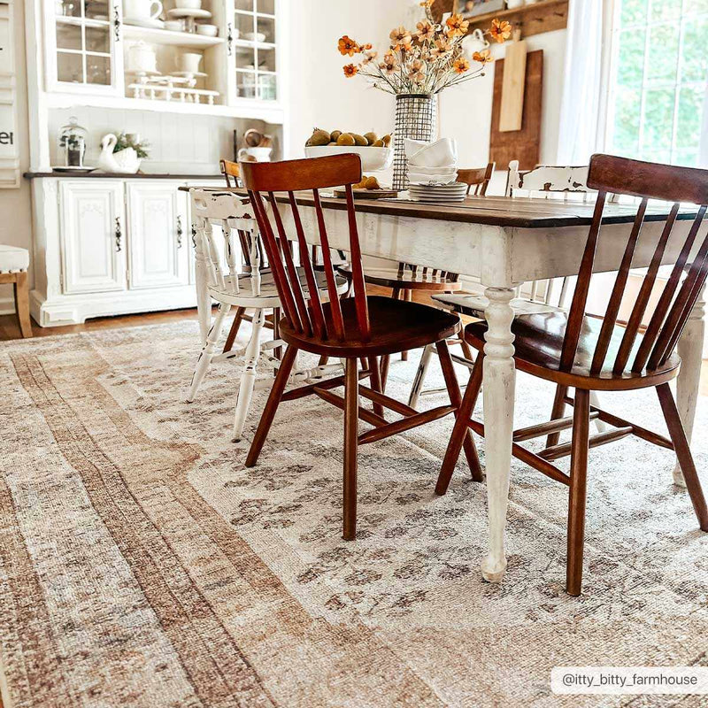 Analu Peach Washable Area Rug by Hauteloom