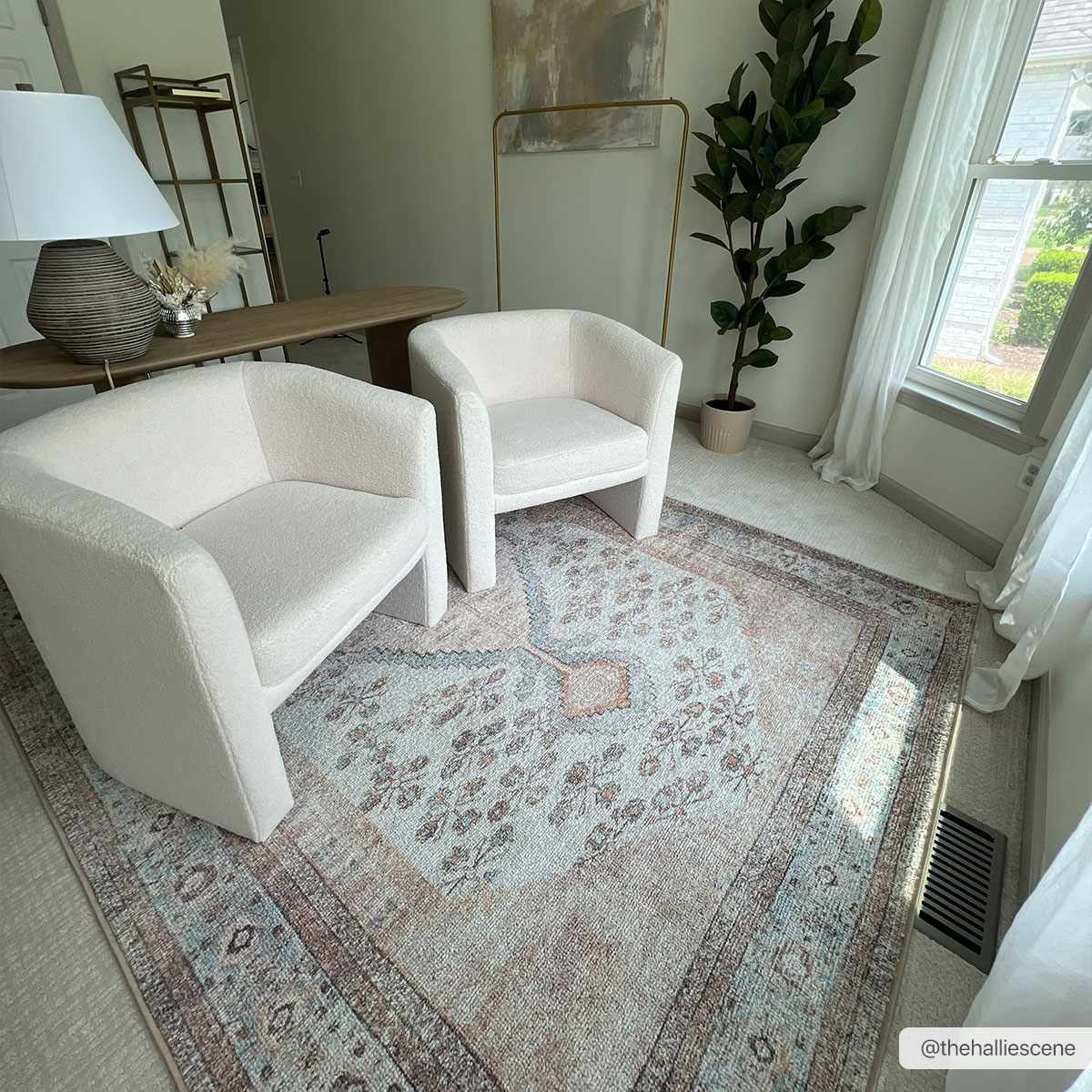 Analu Peach Washable Area Rug by Hauteloom
