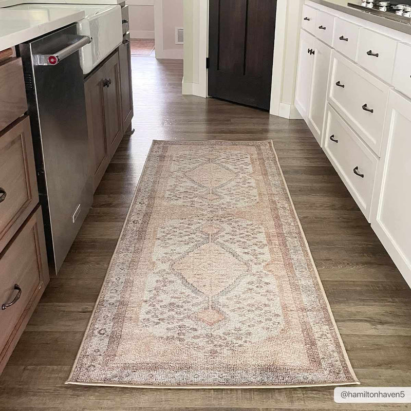 Analu Peach Washable Area Rug by Hauteloom